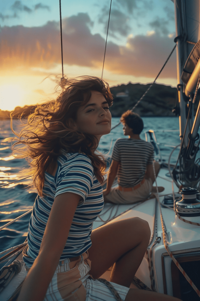 chica gozandose el viento en un barco